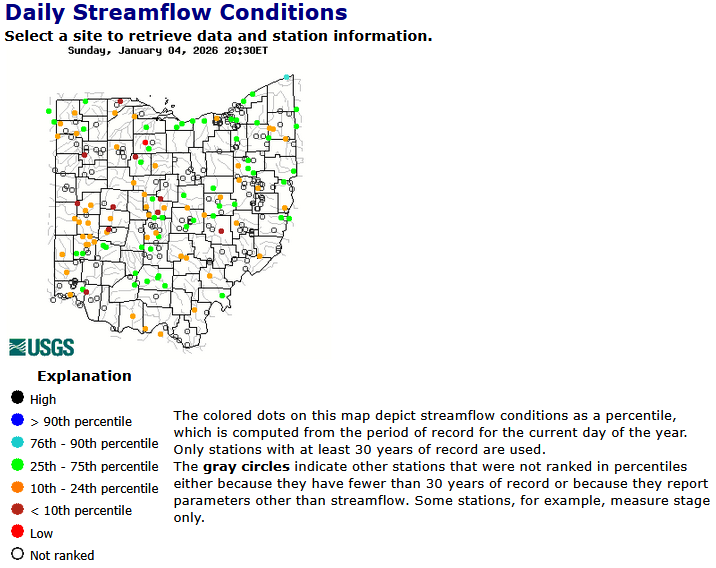 Ohio stream flow map and analysis